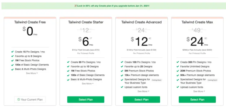 Tailwind Create Pricing